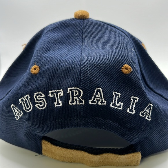 Down Under Australia Melbourne Velcro Back Hat Cap Blue Brown Velvet Embroidered - Picture 6 of 10